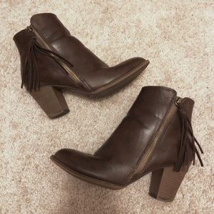 Nine West | Brown Tassel Booties